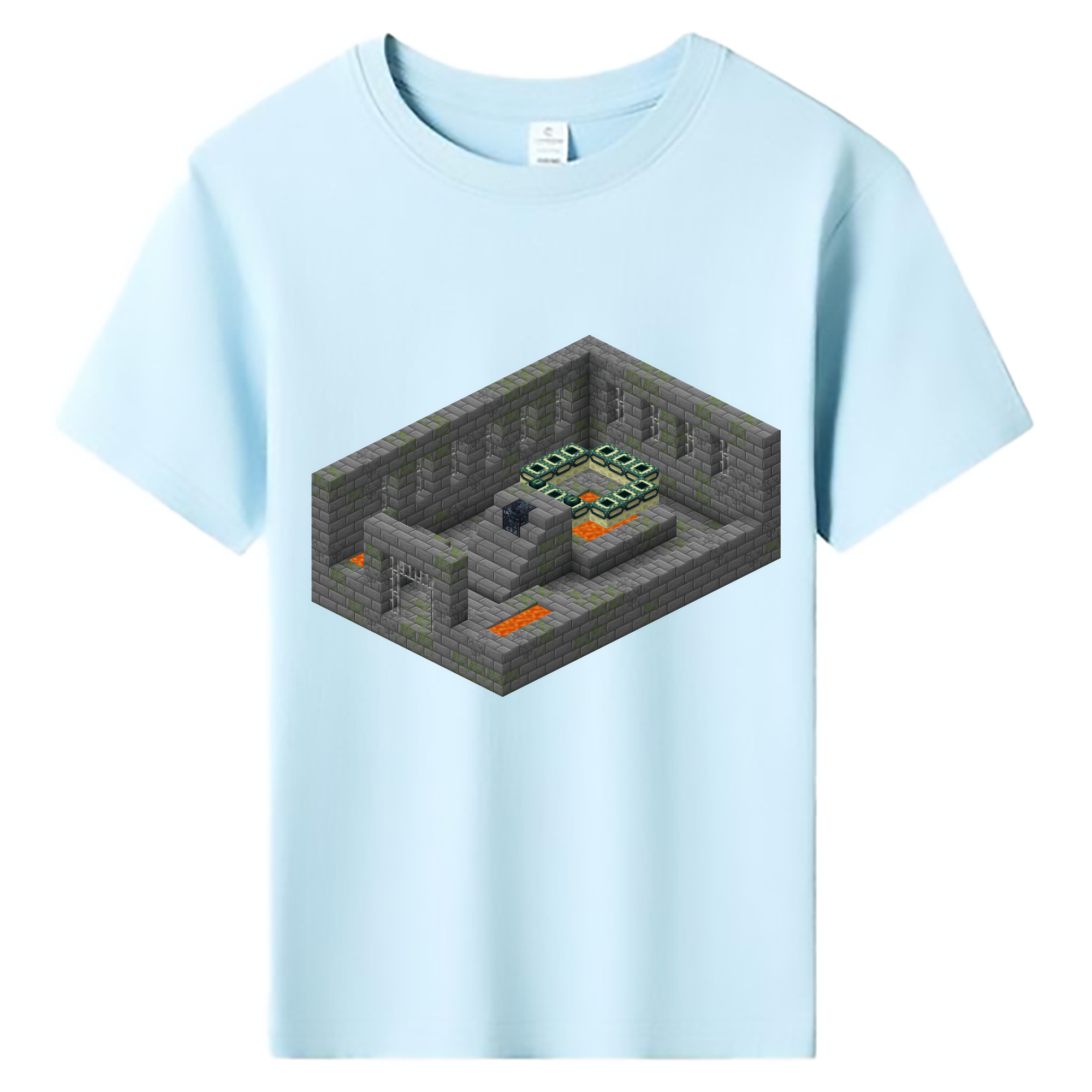 （画像用） マインクラフト ブロックの世界 Minecraft MC Block world 綿100％キッズTシャツ（フロントプリント）